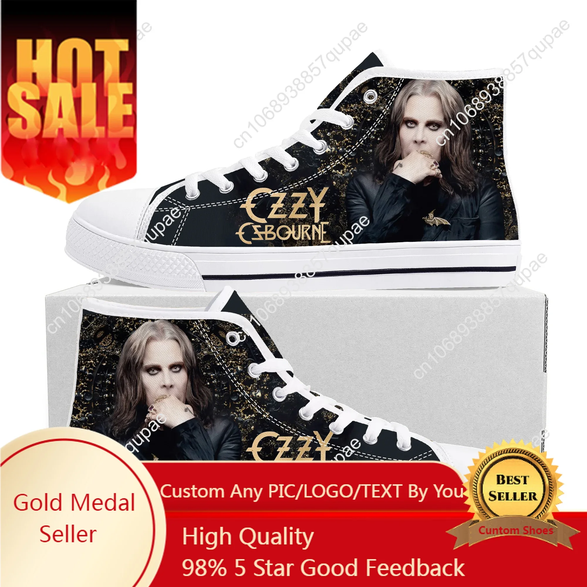 Ozzy Rock Singer Osbourne High Top High Quality Sneakers Mens Womens Teenager Canvas Sneaker Casual Couple Shoes Custom Shoes