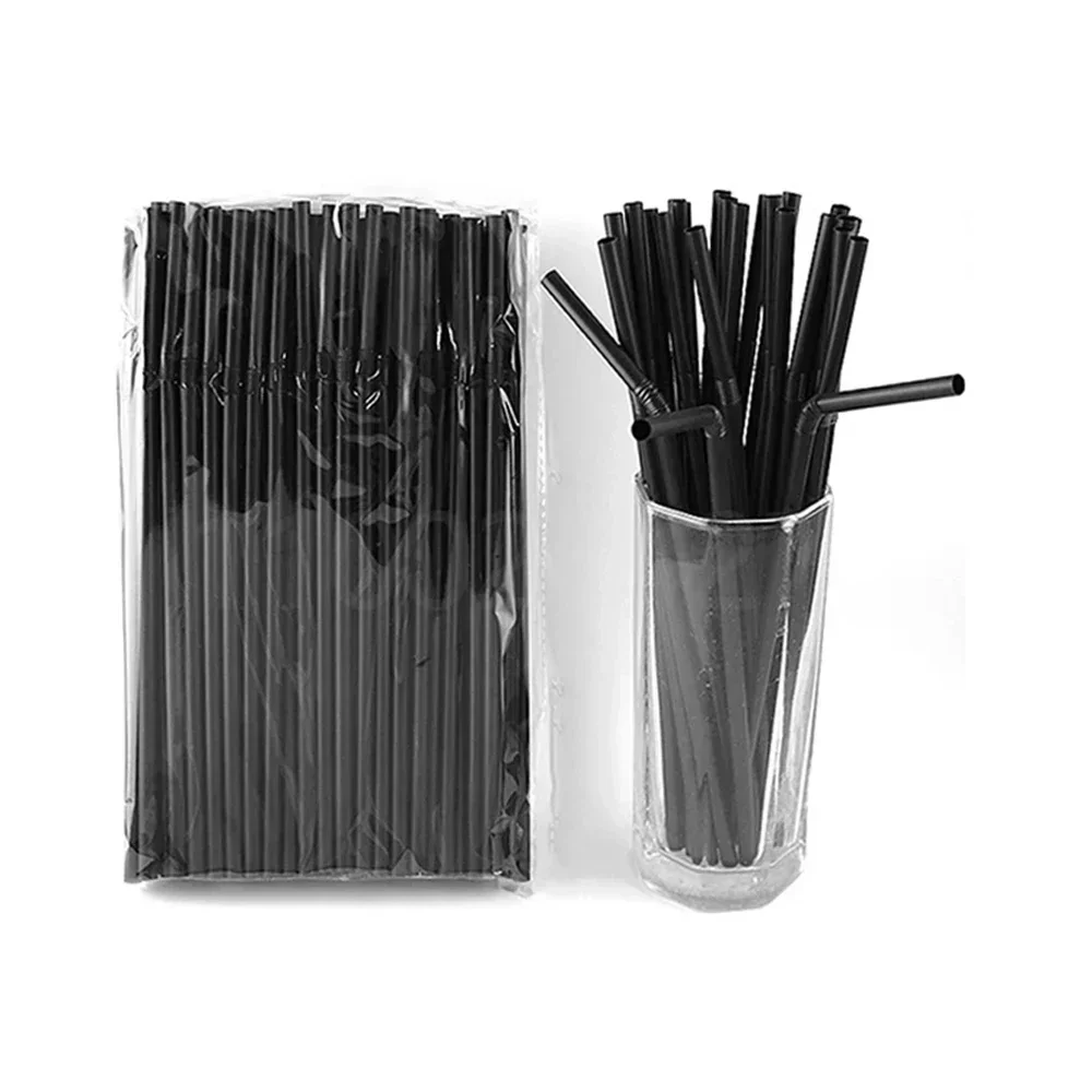 50-2000Pcs 210x6mm Black Bendable Drinking Straws Cocktail Beverage Straws for Birthday Wedding Party Bar Supplies Wholesale