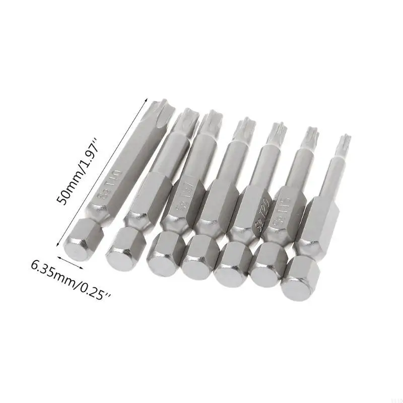 Y1AD 7Pcs Star Drill Bits Screwdriver Shank Hand Tools Five-pointed Star Bor