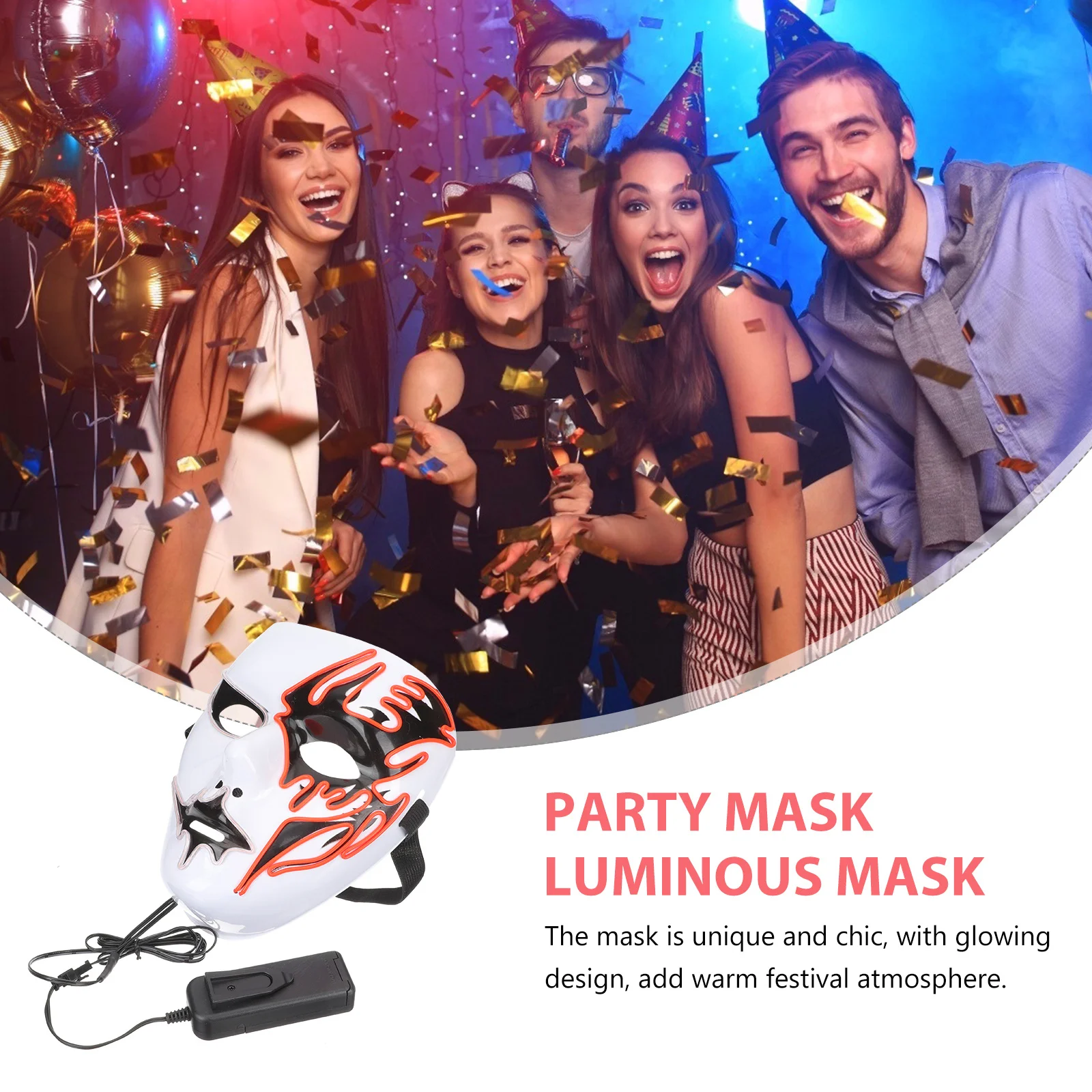 قناع متوهج مضيء على شكل أرنب، غطاء كامل لحفلات الهالوين، قناع مستلزمات فريدة من نوعها للمهرجانات #4