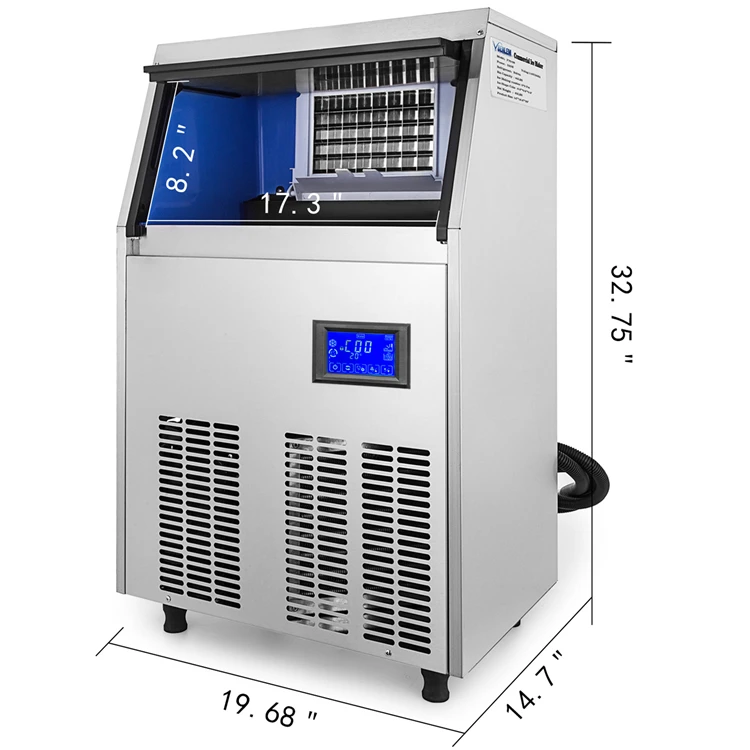 Commercial Ice Maker 335W Stainless Steel Ice Cube Maker Machine 132 lb  Ice Making Machine