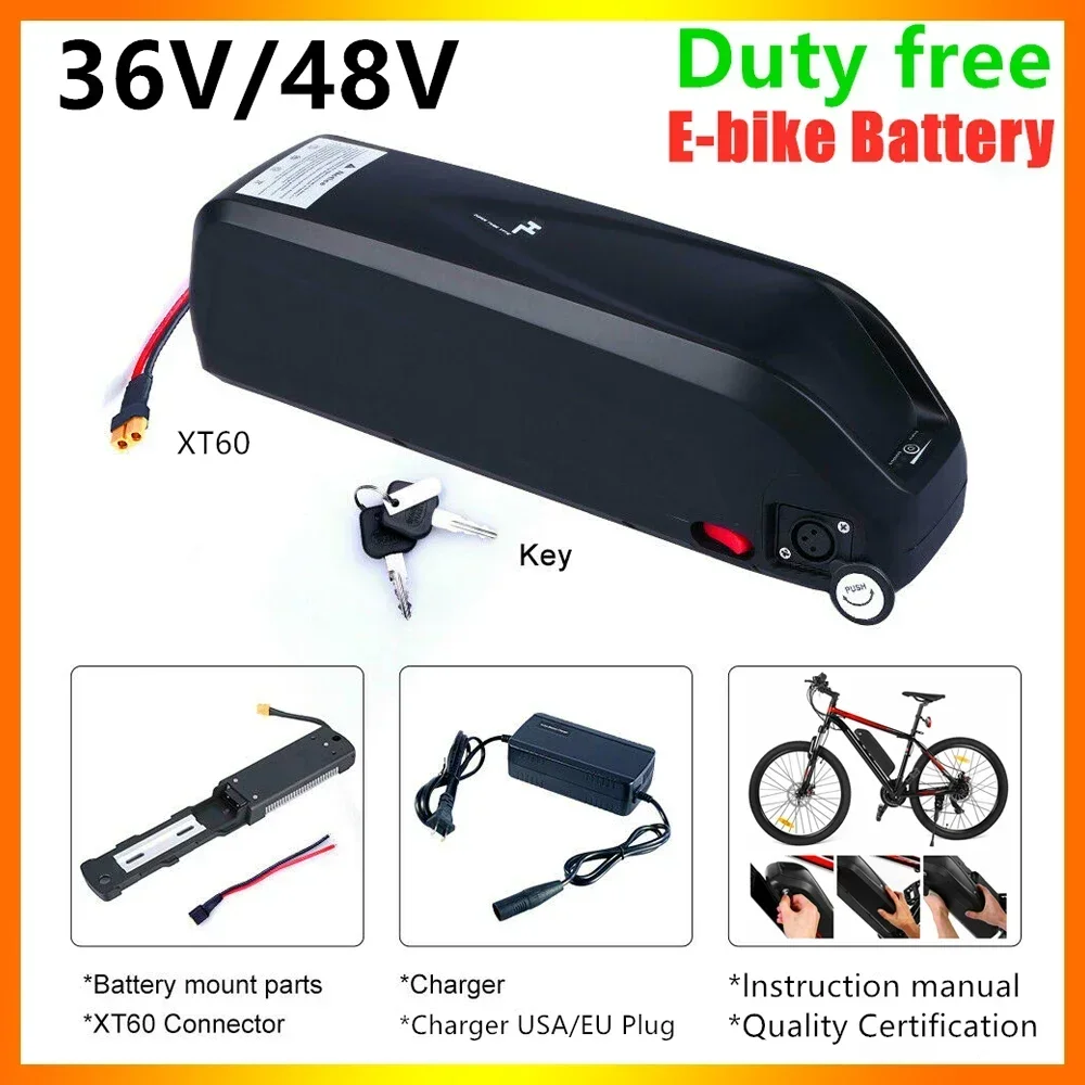 E-bike Battery 48V 20AH 36V 20AH Electric Bike Lithium Ion 18650 Cells Pack Fit for Electric Bike 1000w Bafang Motor + Duty Free