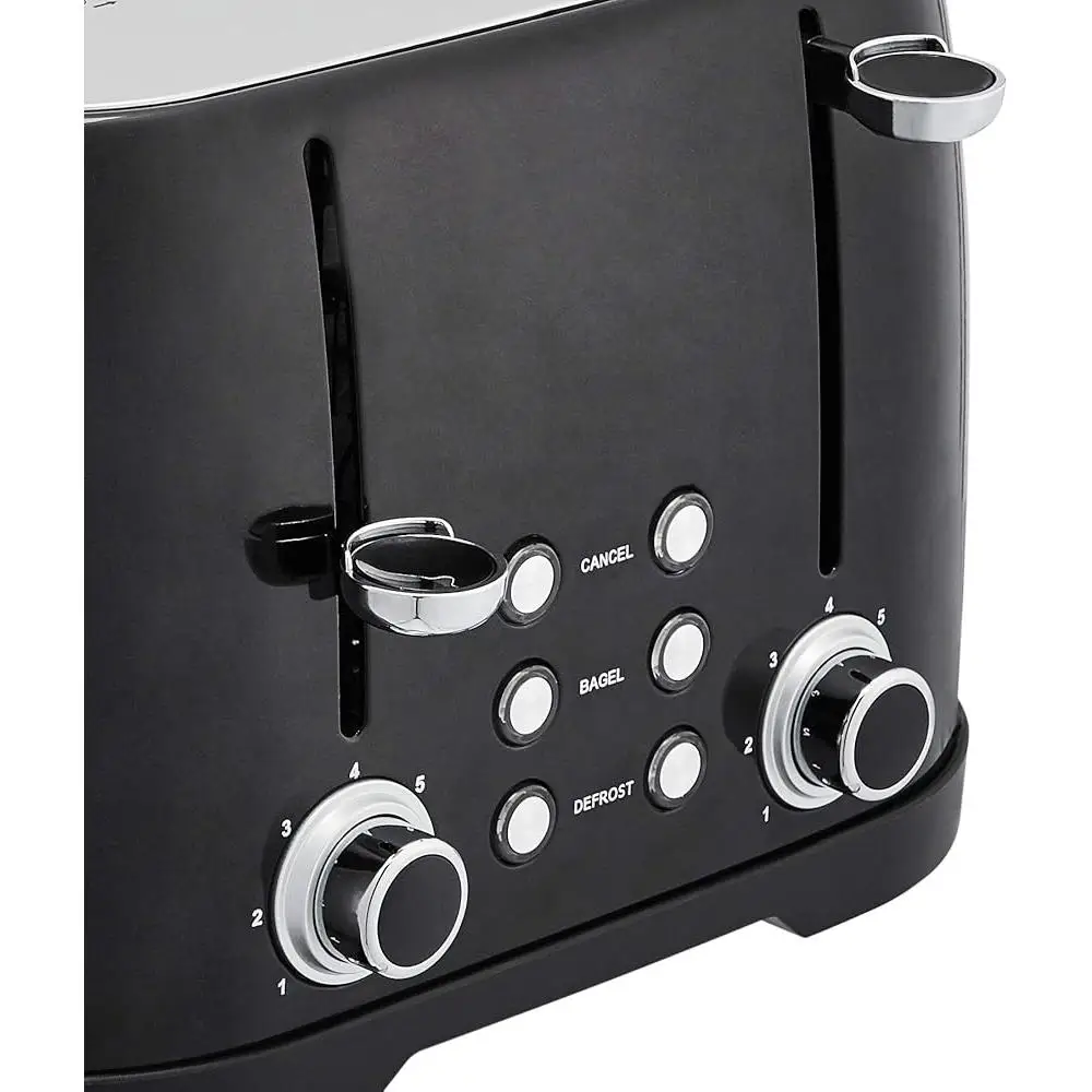 4 شرائح محمصة 6 إعدادات للبراوننج فتحات واسعة جدًا الخبز تذويب إلغاء سريع صينية الفتات القابلة للإزالة سهلة التنظيف من الفولاذ المقاوم للصدأ