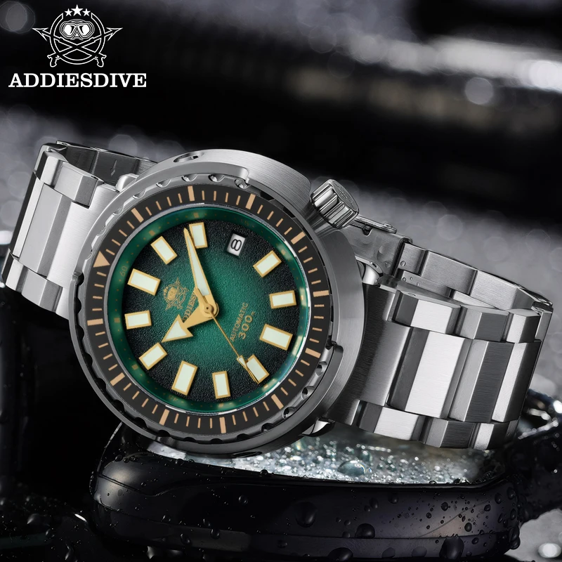 ADDIESDIVE Men's Diver's 300m Waterproof Sapphire Glass NH35 Tuna Men Watch AR Coated C3/BGW9 Super Luminous Mechanical Watches