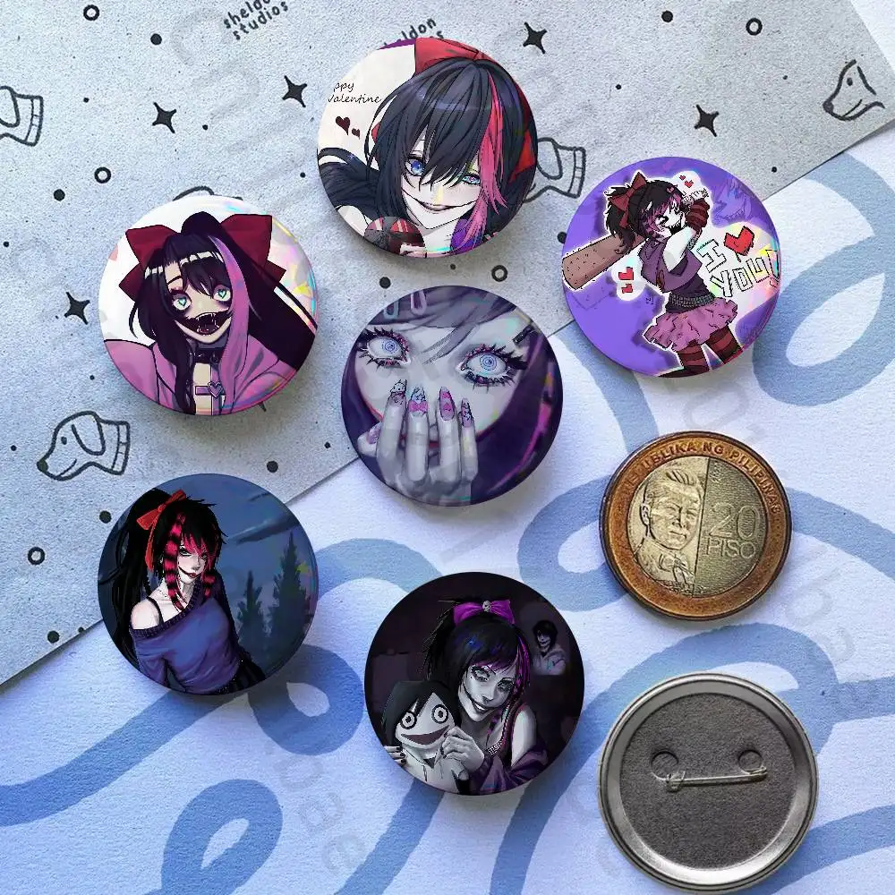 Creepypasta Killer Nina Pins 58mm Cute Cartoon Badge Handmade Brooches for Backpack Accessories Jewelry Gifts