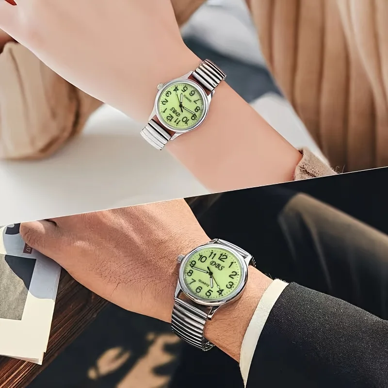 Couple Night Glow Surface Watch Spring Watch Elastic Elastic Watch Fashion Trend Big Digital Clear Watch