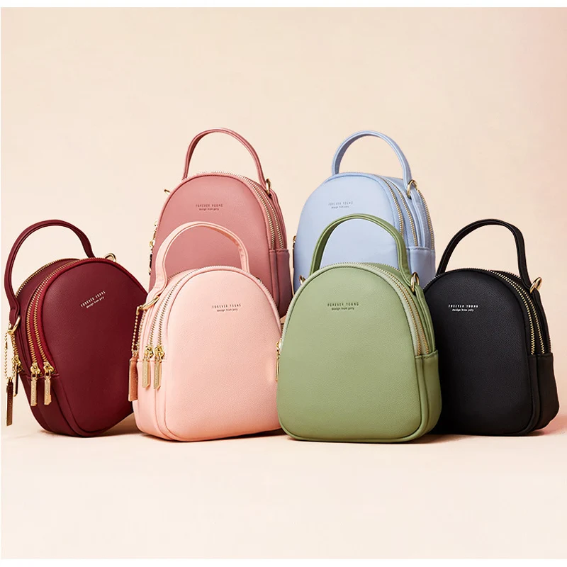 Mini Backpack Purse for Women Ladies Tote Multi-Function Luxury Shoulder Bag Solid Color Ladies Casual Bag Women's Backpack