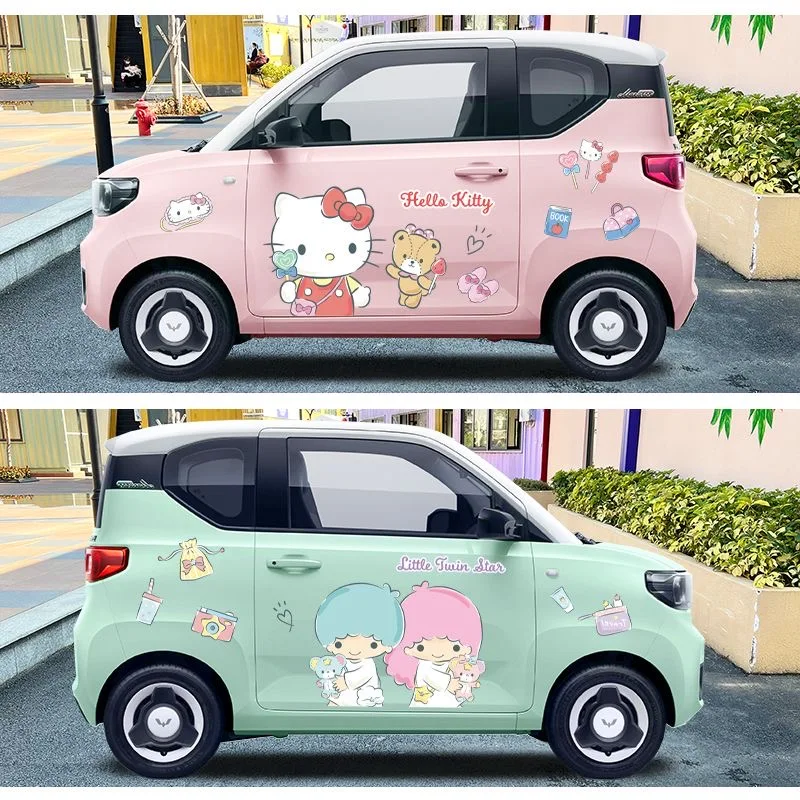 Saniro Hello Kitty Sticker Cartoon Cinnamoroll Car Scratch Covered Decorative Sticker Display Window Glass Waterproof Sticker