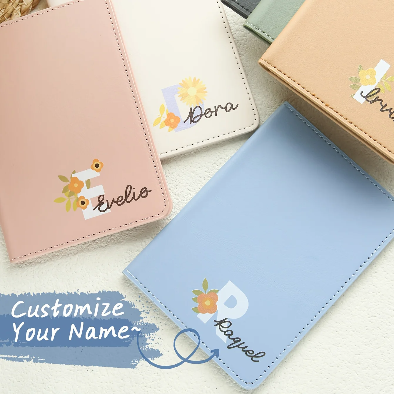 

Customizable Pu Leather Passport Holder Custom Travel Document Case Personalized Name Document Holder Honeymoon & Wedding Gift