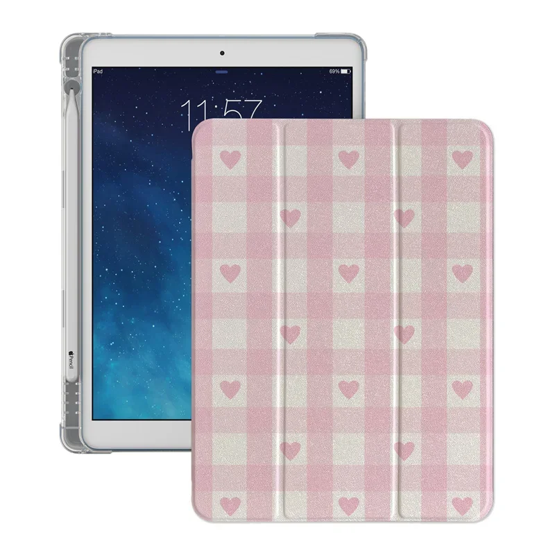 Cute Love Plaid Case for Apple iPad Pro 2024 11 inch Air 5/4 10.9 10th 7/8/9 10.2 Air 3 10.5 inch mini 6 5 4 Cover Tablet Cases
