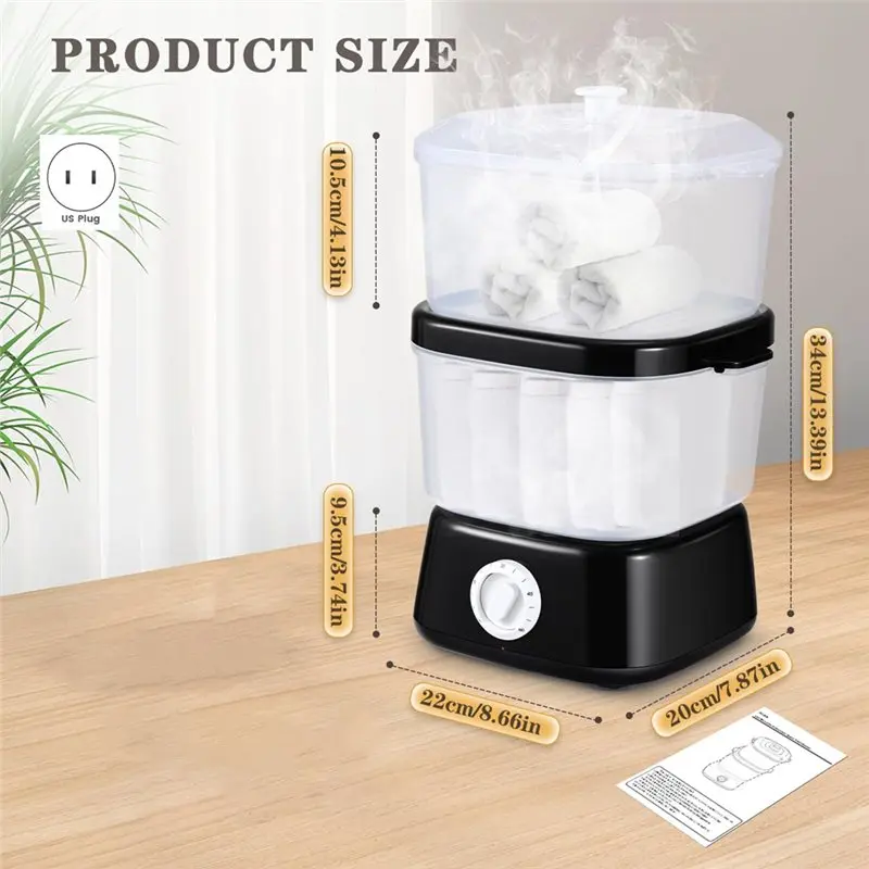DT19-Rapid Heating Towel Steamer, For Facials, Hot Towel Warmer Can Hold 30 Mini Wet Towels, Portable Mini Towel Warmers, US