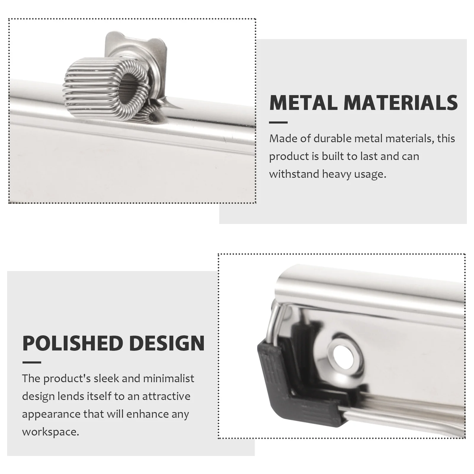 

5pcs Clipboard Clip With Pen Holder Multifunctional Metal Mountable For Office School Home Stationery Organizer Supply