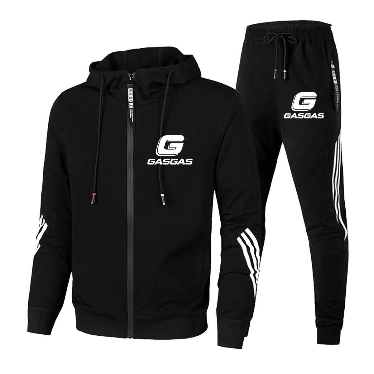 Spring and Autumn New Three Stripe Sports Set Fashion Casual Sports Set Men's Casual Hoodie+Elastic Fitness Pants Two Piece Set