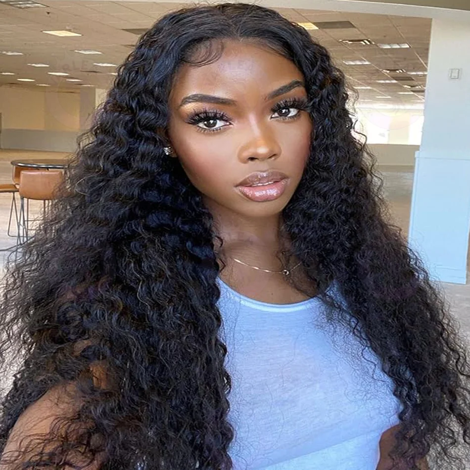 

13x6 Deep Wave Lace Front Wigs Human Hair 13x4 HD Transparent Lace Frontal Wigs Pre Plucked Deep Curly Lace Wigs Human Hair 100%