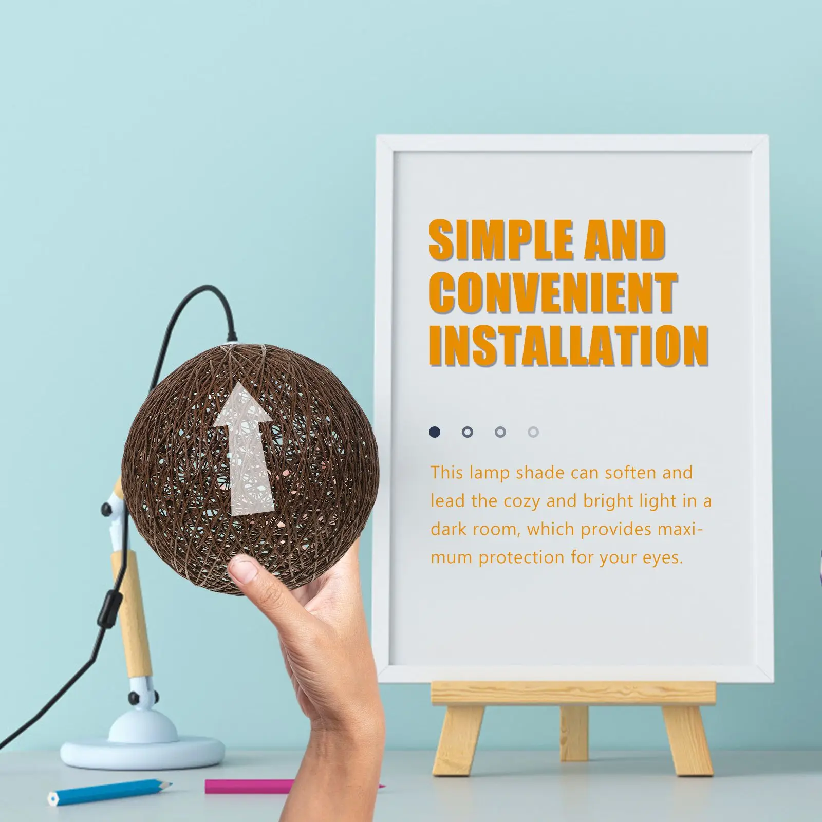 Pantalla de bola de ratán, cubierta de lámpara de mesa de centro de 20cm, pantalla de luz de techo, accesorios de iluminación únicos para decoración del hogar