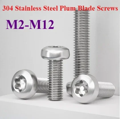 Round Head Plum Blossom with Needle Semi-anti-theft Stainless Steel 304 Screw Semi-round Head with Column Core Anti-removal Scre