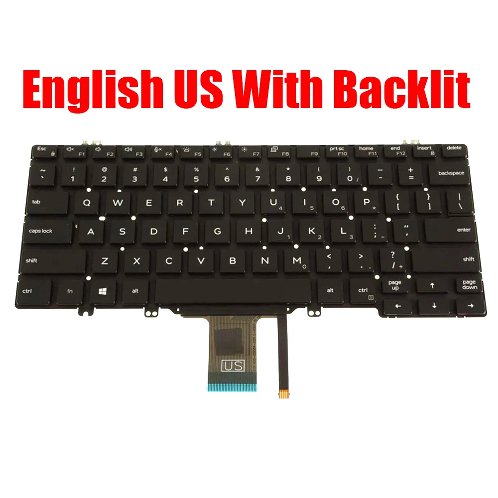 Backlit US Keyboard For DELL For Latitude 5300 5310 2-in-1 5300 5310 7300 009N8M 09N8M 02TR2K 2TR2K PK132EQ3B00 English New