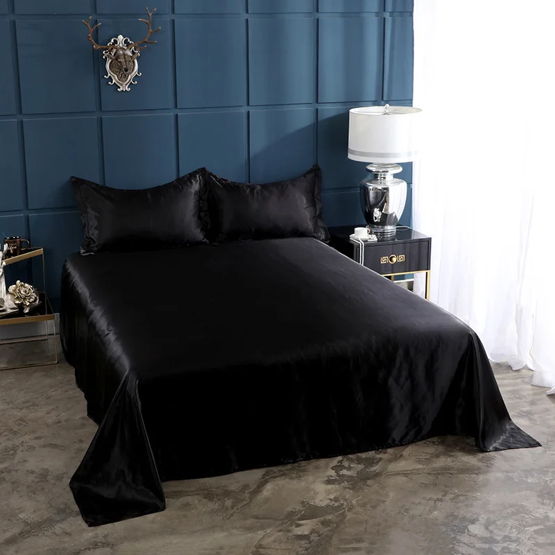 High quality Satin Bed Sheet Set Luxury Home Queen Size Bed Sheets Set Soft Smooth Bedsheets Satins Bedsheet and Pillowcase