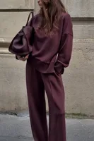 Women's Fashion Spring Autumn New Long Sleeve Hoodie Set INS Ladies Casual Loose Pocket Pants Solid Color Two Piece Set - Image 3