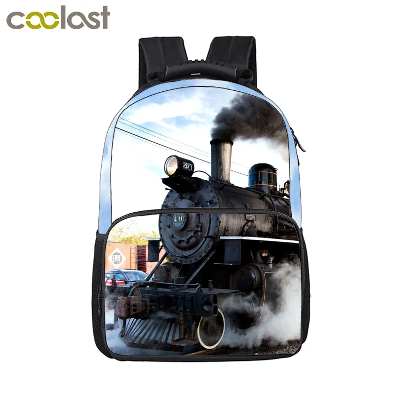 Locomotive / Steam Train Printing Backpack For Teenage Boys Girls Children School Bags Women Men Laptop Backpack Kids Bag