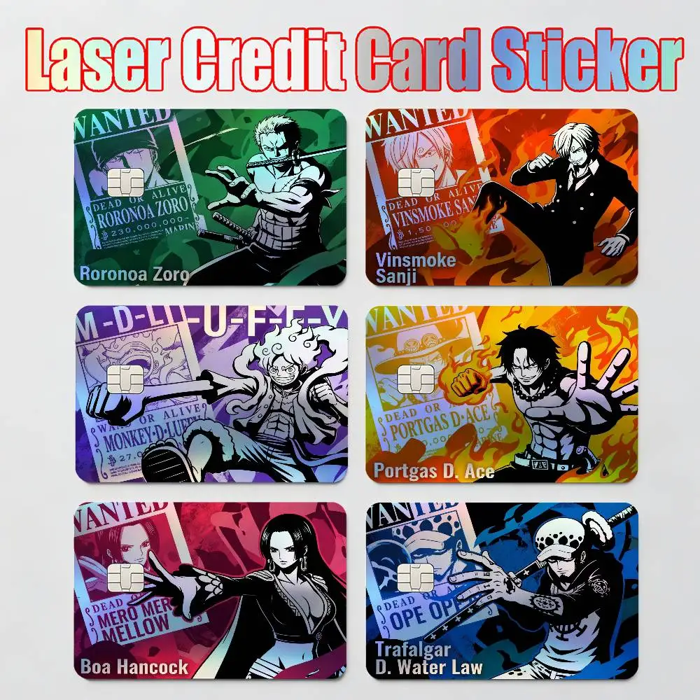 

stickers moto STICKERS ONE PIECE LUFFY ZORO SANJI ACE NAMI Laser Reflective Card Skin Sticker For Debit Credit Card
