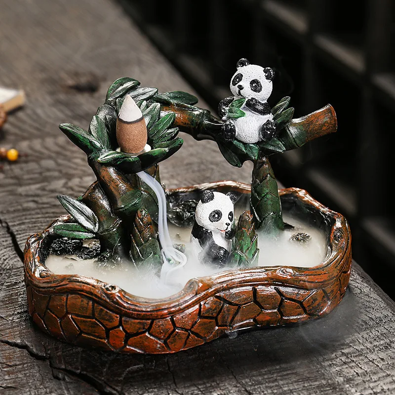 

Resin Reverse Flow Incense Burner Home Decoration Semi-Manual Creative Resin Panda Reverse Flow Incense Burner Handicraft