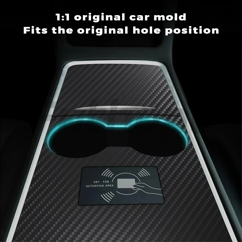 Futhope Real Carbon Fiber ultra thin center console cover For Tesla Model 3 Y 2021-23 not affect Central Control push-pull use