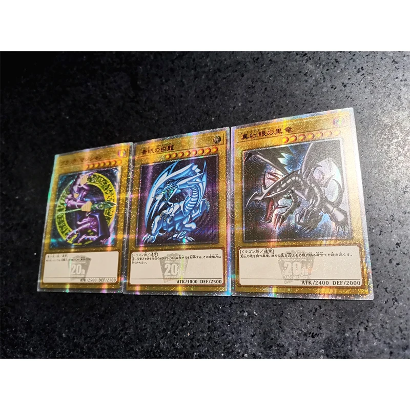 3Pcs/set Yu-Gi-Oh! Blue-Eyes White Dragon DIY Homemade Flash Card Christmas Birthday Gift Game Toys Collection Card