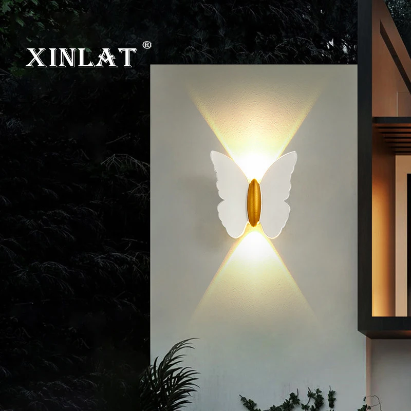 Modern Simple Butterfly Waterproof Outdoor Wall Light Hotel Indoor Outdoor Bedroom Staircase Balcony Bedside Wall Lights