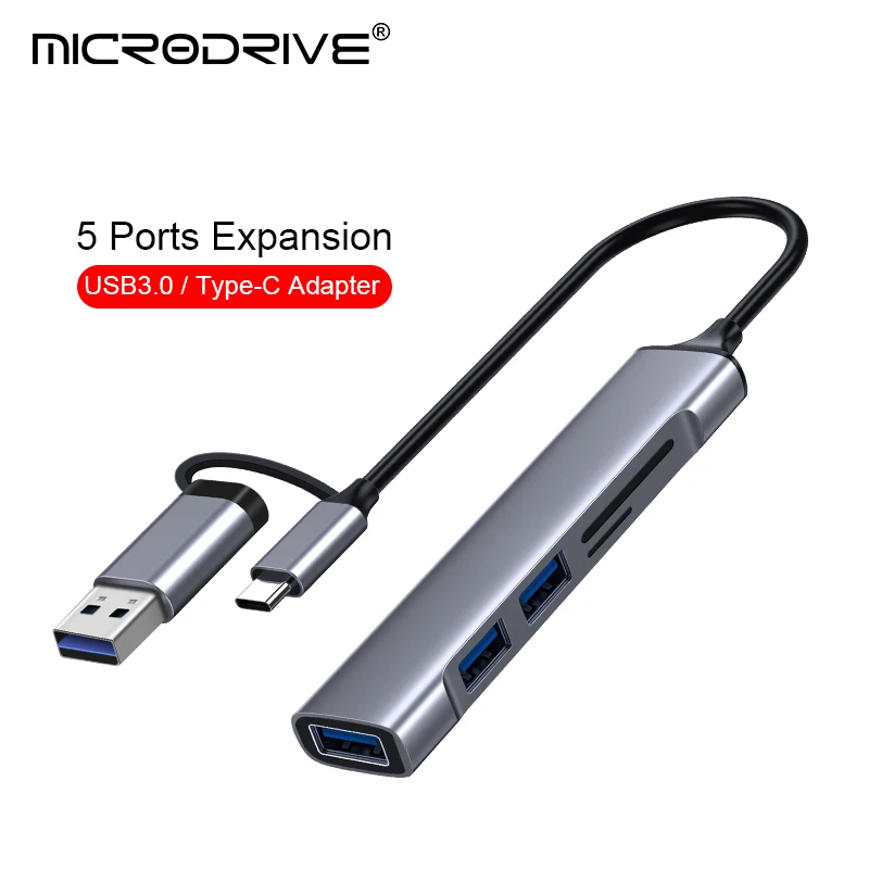 เครื่องอ่านการ์ดอเนกประสงค์ 5 in 1/4 in 1 แบบ USB 3.0 รองรับการ์ด U Disk, Type C, TF, SD แฟลชไดรฟ์ อุปกรณ์อ่านการ์ดหน่วยความจำ อุปกรณ์เสริมโทรศัพท์