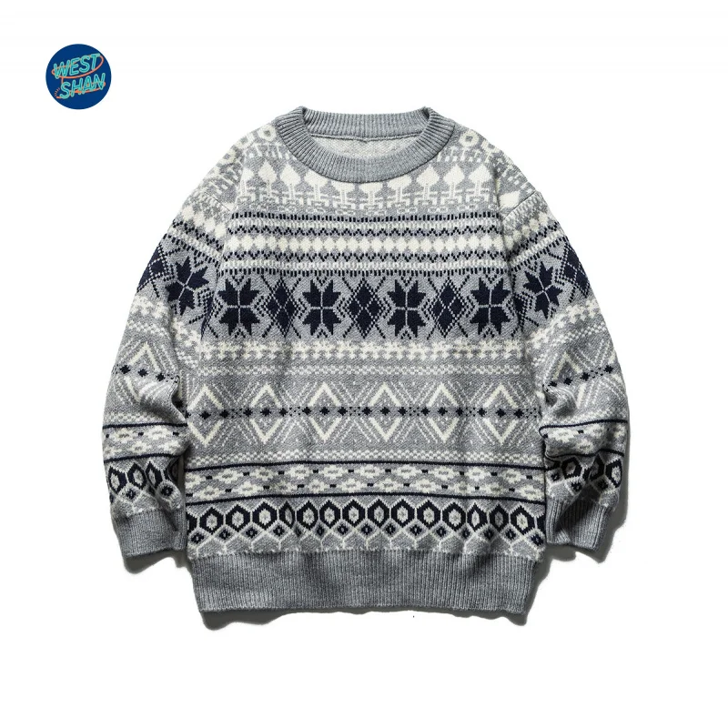 Sweater Rajut Premium WESTSHAN Ukuran EU US, Pakaian Luar Ruangan Mewah Bergaya Vintage dengan Motif Etnik untuk Wanita