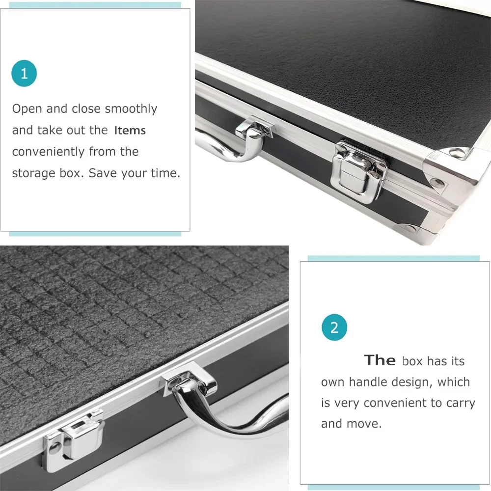 صندوق أدوات متين من الألومنيوم مع أقفال أمان وإسفنجة داخلية واقية خارجية مقاومة للصدمات لتخزين معدات الأدوات #3