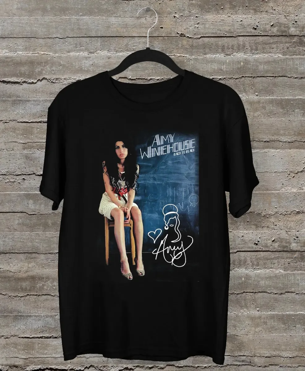 Amy Winehouse Signature For Fans Black T-Shirt Cotton All Size