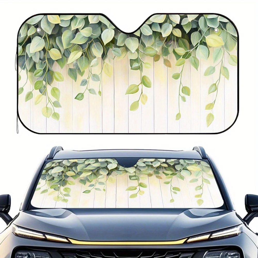 

1 шт. 2D-наклейка с принтом плоских зеленых листьев и висячих лоз, универсальная солнцезащитная накладка на лобовое стекло автомобиля – стильный и эффективный солнцезащитный козырек на переднее окно, In