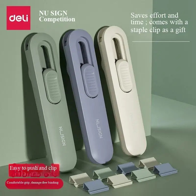 Deli Nusign NS085 Paper Clip Dispenser with 8pcs 16mm Clips Set Labor Saving 40 Sheets Capacity NS086 Refills 50pcs Box Office S