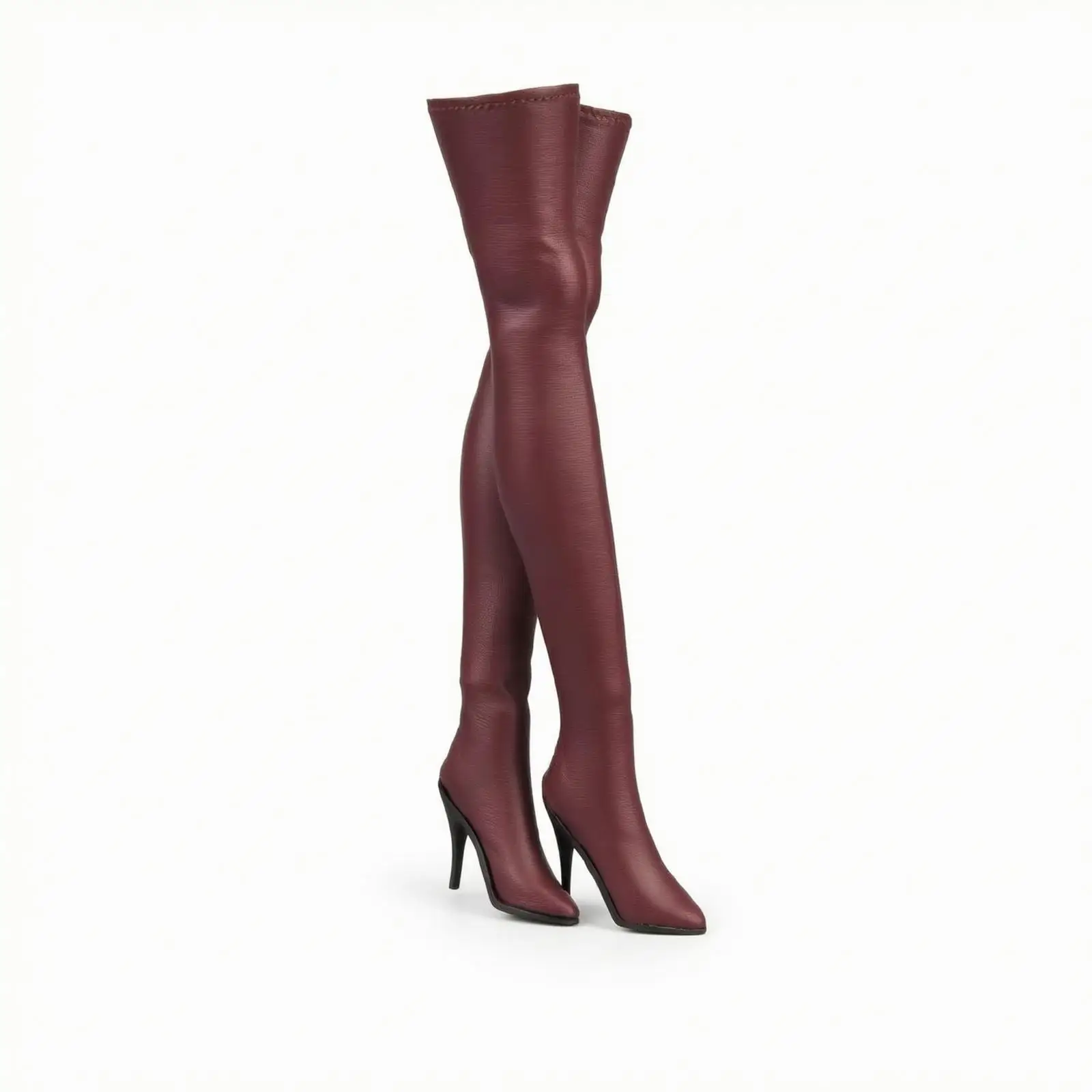 over Knee Doll Boots for 1/6 Scale Female Figure Stiletto Heel Pointed Toe Miniature Plastic Shoe for Fashion Dolls Clothing