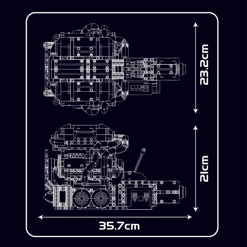 몰드 킹 W16 엔진 MOC 시뮬레이션 스케일 모델 키트 (배터리 및 L 모터 전동식 빌딩 블록 자동차 장난감 선물)