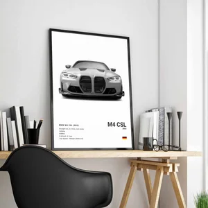Pop Black and White Poster Wall Art F80 M3 M140 GTR HD Printing Oil on screen home room Decoration 6 Main Sales Room Box - №5