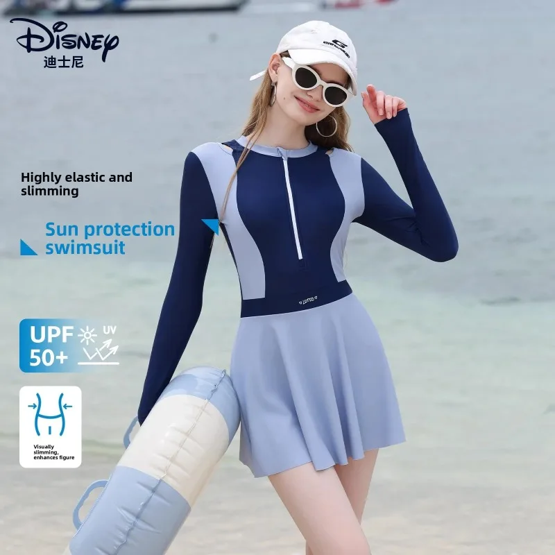 

Disney Women's Swimsuit 2025 Slim and Skinny Long Sleeve Sunscreen Dress Swimsuit Women's Seaside Vacation