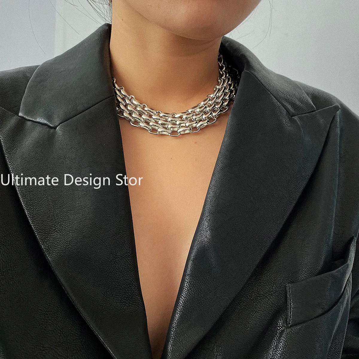 Punk Chunky Chain Choker Necklace for Women Hip Hop Gold Color Layered Collar Necklace Statement Fashion Jewelry