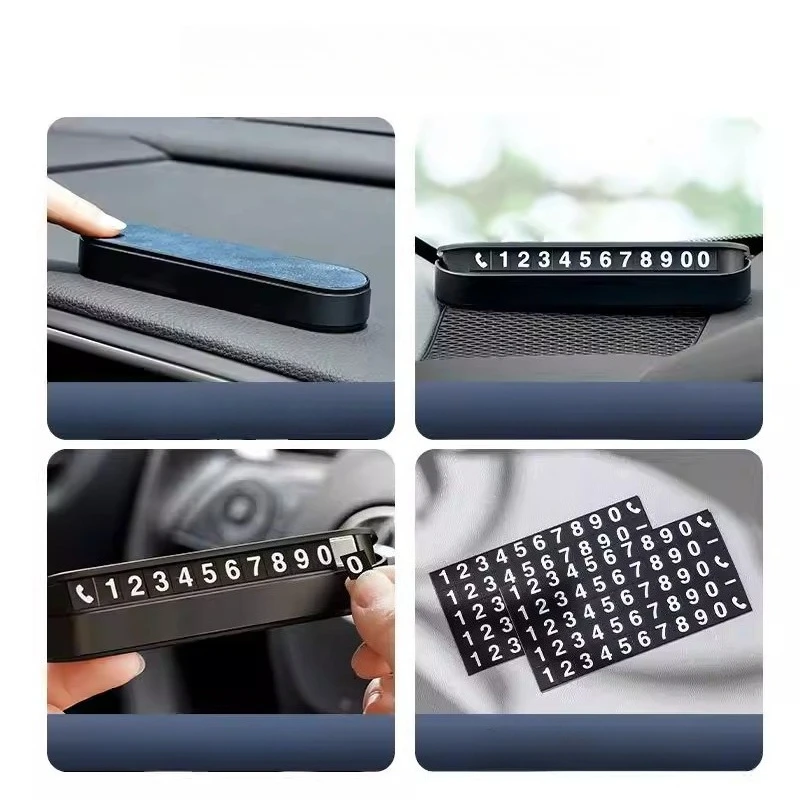 Premium Leather Luminous Temporary Parking Phone Number Plate for Car - New Version - view 2