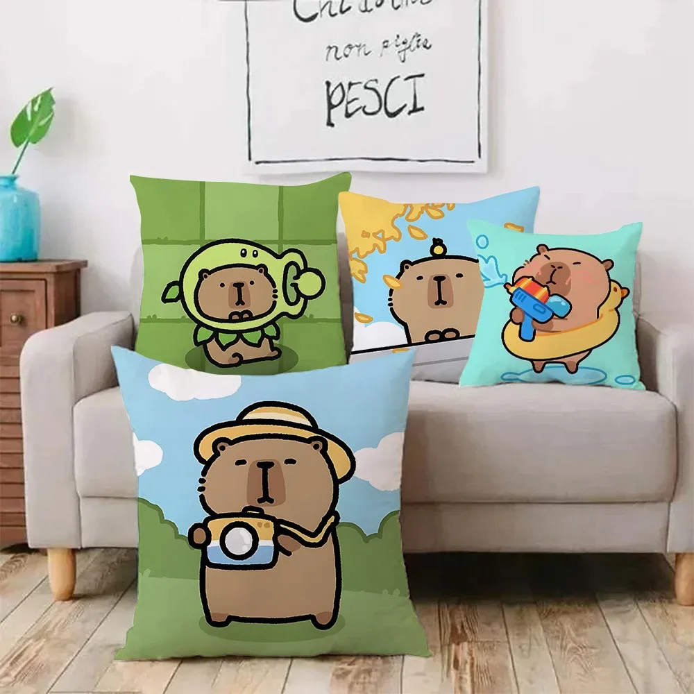1Pc Personalized Cute Capybara Pattern Throw Pillow, Double-Sided Printing Design, Soft Plush Cushion with Insert, Perfect Gift