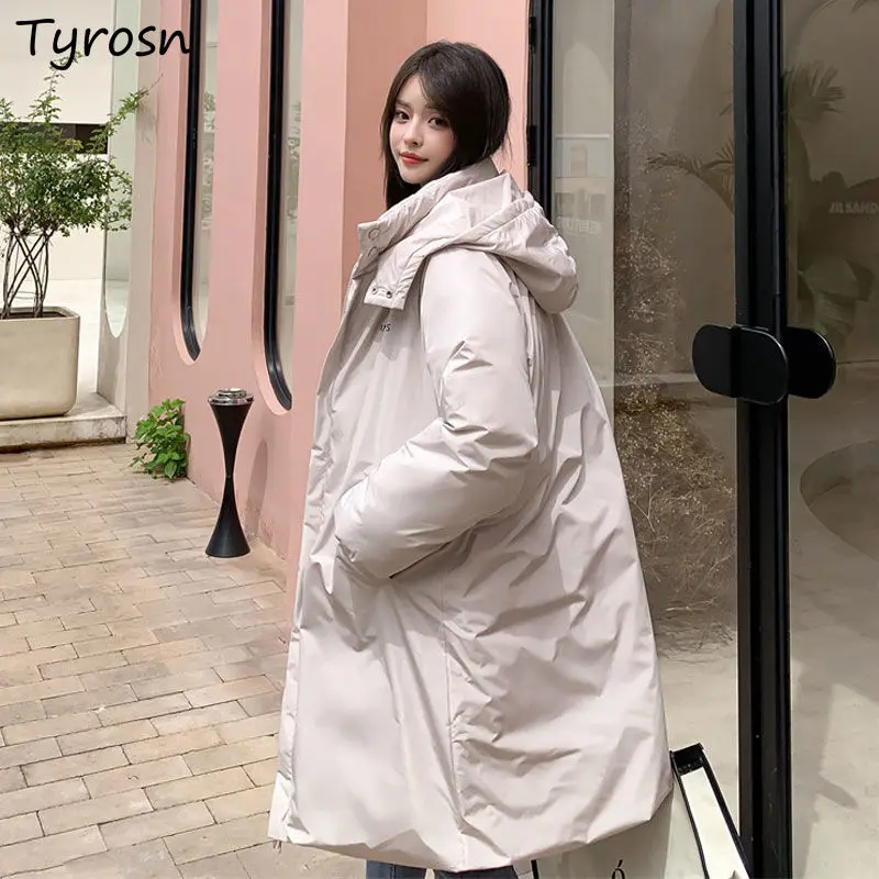 

Long Style Parkas Women Solid All-match Ulzzang Fashion Winter Warm Cozy Tender Vacation Stylish Students New Arrival Clothing