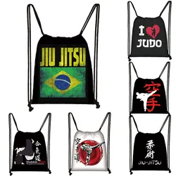 Jiu-jitsu Brazilian Aikido Karate Print Backpack Women Drawstring Bags Outdoor Storage Bag Shoes Holder Teenager Book Bags Gift