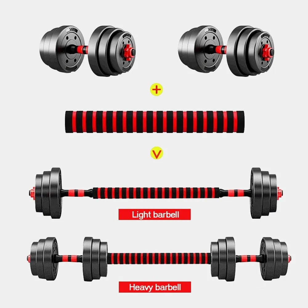 3 in 1 Free Weights Barbells with Connector,Non-Rolling Octagon Shape Multifunction Fitness Dumbbells Pair for Home Gym