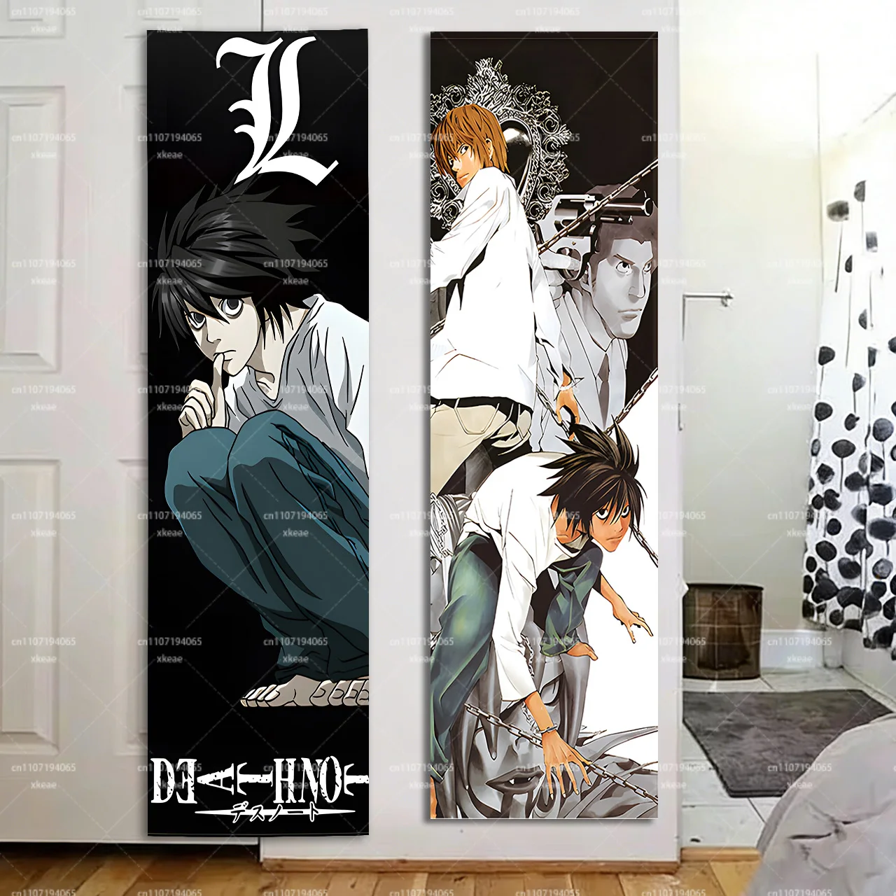 D-Death N-Note L Lawliet Anime Tapestry, Cool Manga Wall Hanging Scroll for Bedroom Dorm Room Decor