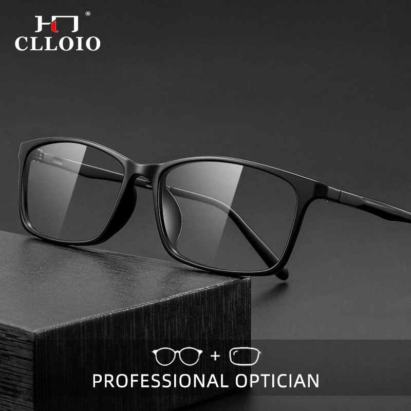 

CLLOIO Vintage Business Ultralight TR90 Frame Reading Glasses Anti Blue Light Myopia Glasses Progressive Prescription Eyewear