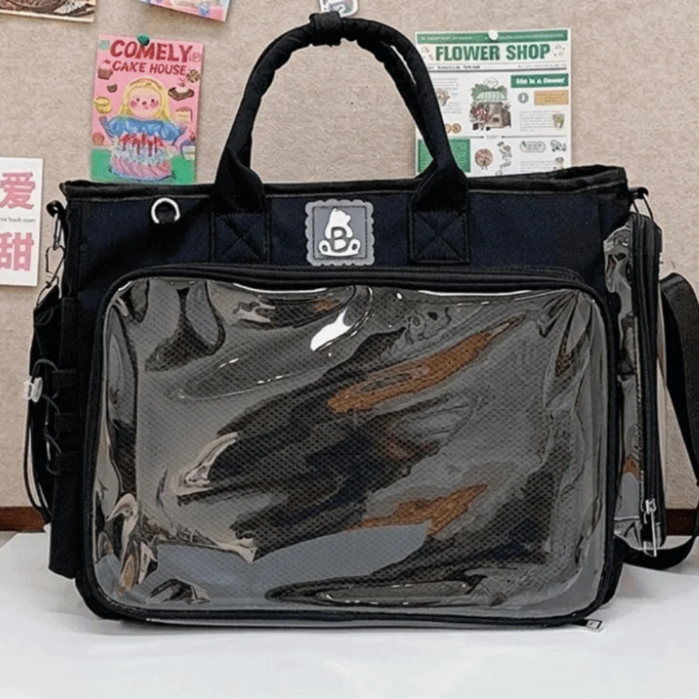 Square Shape Female Transparent Backpack Lightweight Adjustable Strap Multifunctional Shoulder Bag Versatile Large Capacity