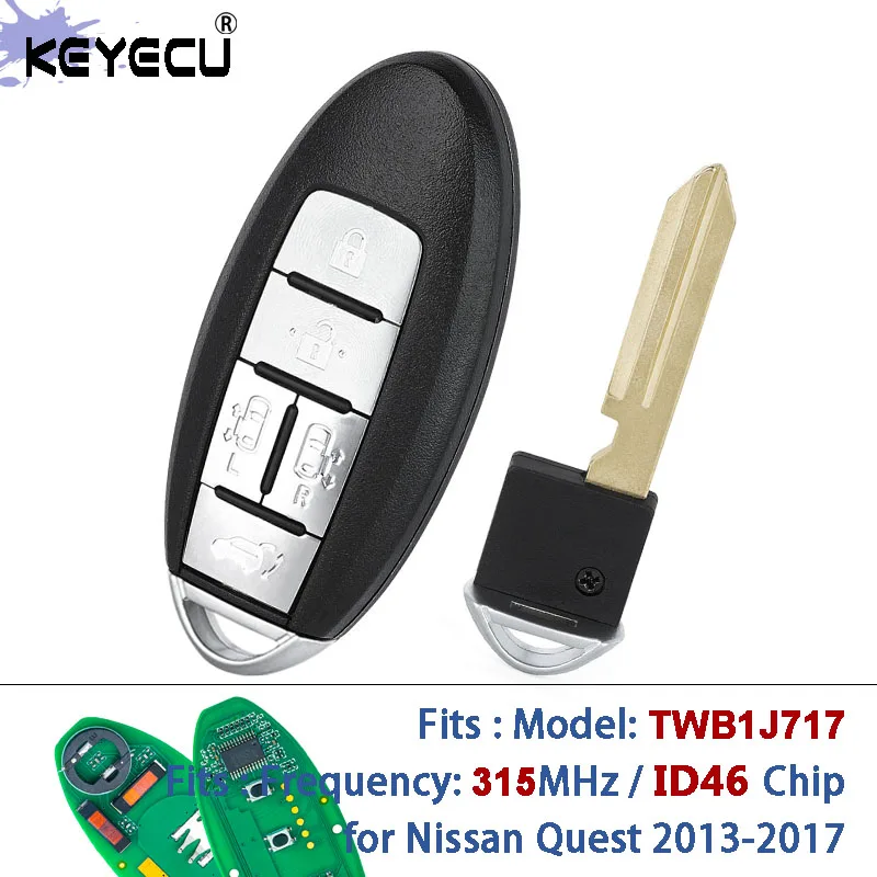 KEYECU الموديل: TWB1J717 P/N: 285E3-1JB5A 315MHz ID46 رقاقة مفتاح بعيد ذكي فوب لنيسان كويست 2013 2014 2015 2016 2017