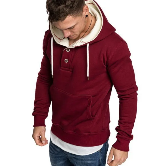 Sweatshirts Men Hoodies Stand Collar Embroidery Sweatshirt Tops Casual Regular Loose Solid Splice Pockets Autumn Winter